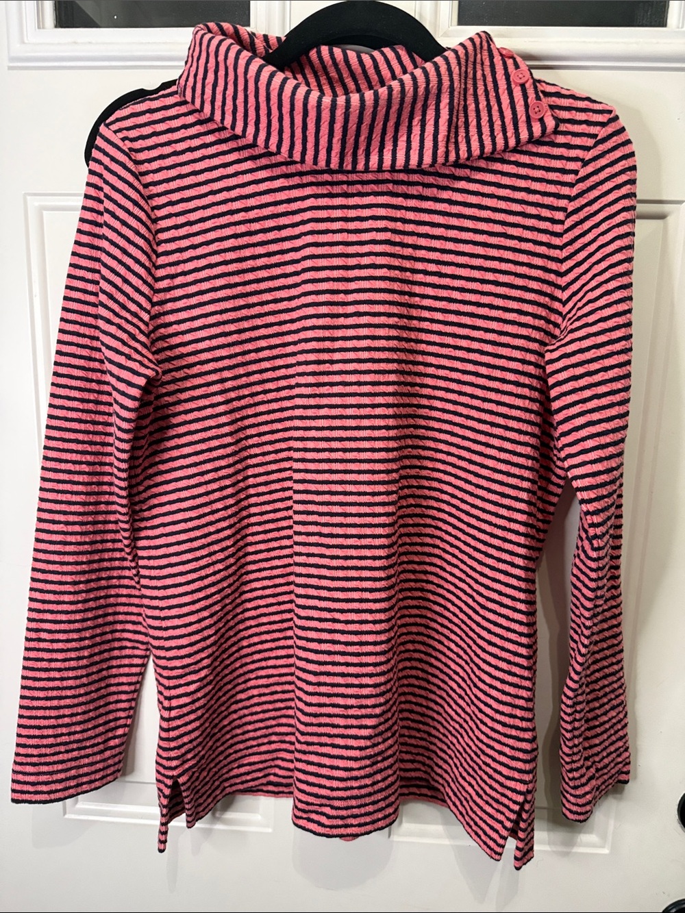 Talbots Pink and navy Striped Cowl-Neck Sweater